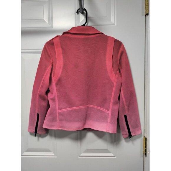 Rebecca Minkoff Long Sleeve Notch Lapel Collared Moto Jacket Pink Ombre Size M - Picture 5 of 16